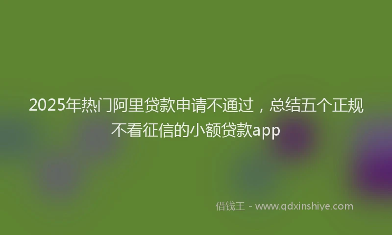 2025年热门阿里贷款申请不通过，总结五个正规不看征信的小额贷款app