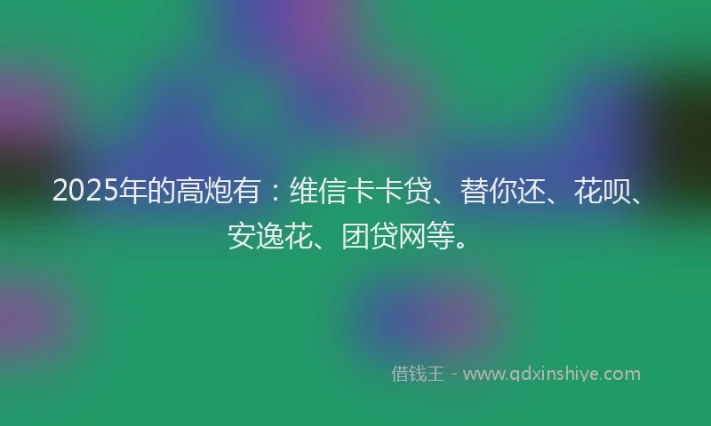 2025年的高炮有：维信卡卡贷、替你还、花呗、安逸花、团贷网等。