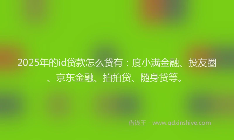 2025年的id贷款怎么贷有：度小满金融、投友圈、京东金融、拍拍贷、随身贷等。