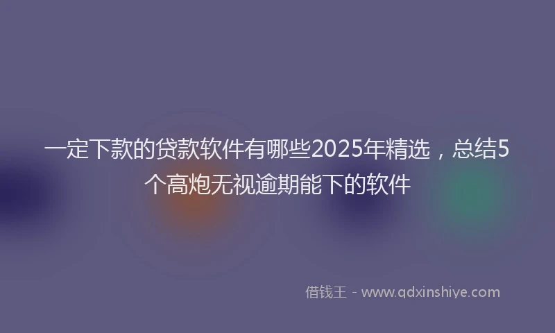 一定下款的贷款软件有哪些2025年精选，总结5个高炮无视逾期能下的软件