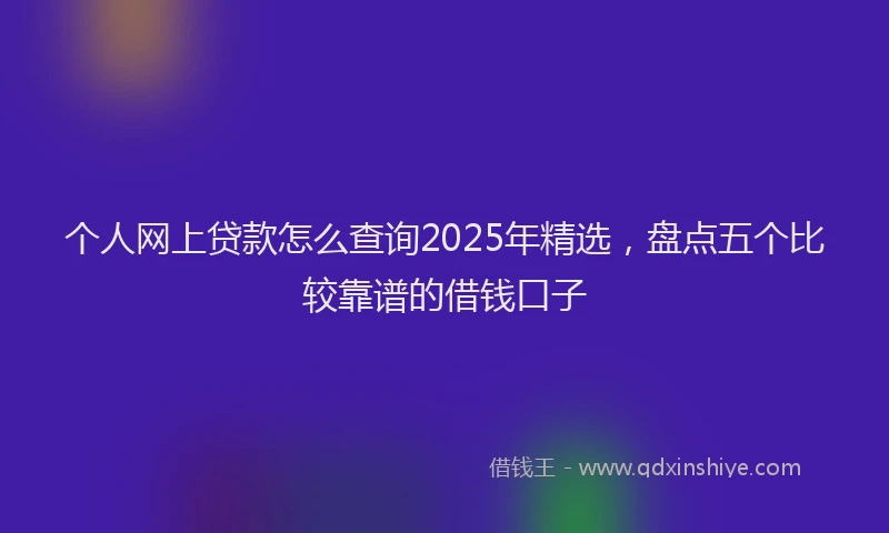 个人网上贷款怎么查询2025年精选，盘点五个比较靠谱的借钱口子