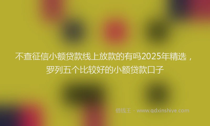 不查征信小额贷款线上放款的有吗2025年精选，罗列五个比较好的小额贷款口子