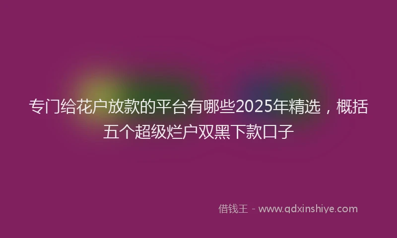 专门给花户放款的平台有哪些2025年精选，概括五个超级烂户双黑下款口子