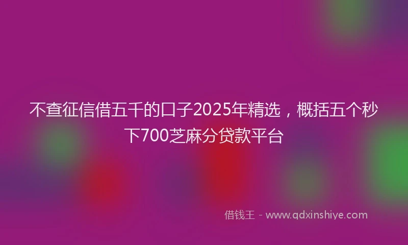 不查征信借五千的口子2025年精选，概括五个秒下700芝麻分贷款平台
