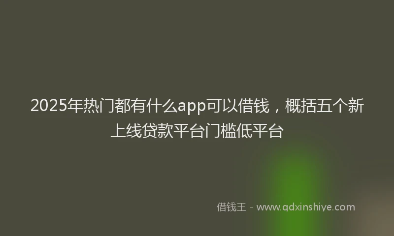 2025年热门都有什么app可以借钱，概括五个新上线贷款平台门槛低平台