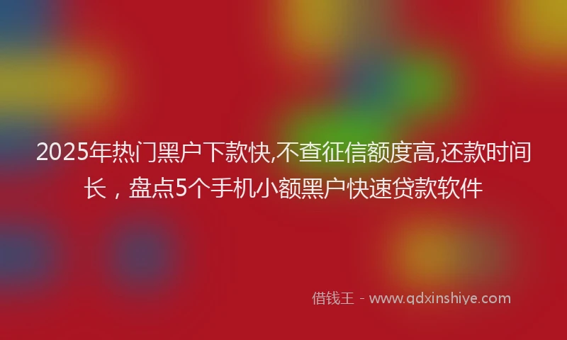 2025年热门黑户下款快,不查征信额度高,还款时间长，盘点5个手机小额黑户快速贷款软件