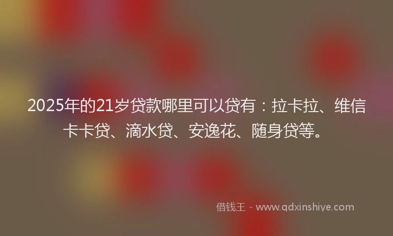 2025年的21岁贷款哪里可以贷有：拉卡拉、维信卡卡贷、滴水贷、安逸花、随身贷等。