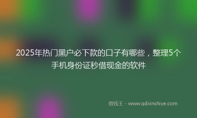 2025年热门黑户必下款的口子有哪些，整理5个手机身份证秒借现金的软件