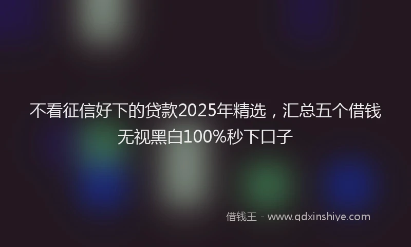 不看征信好下的贷款2025年精选，汇总五个借钱无视黑白100%秒下口子