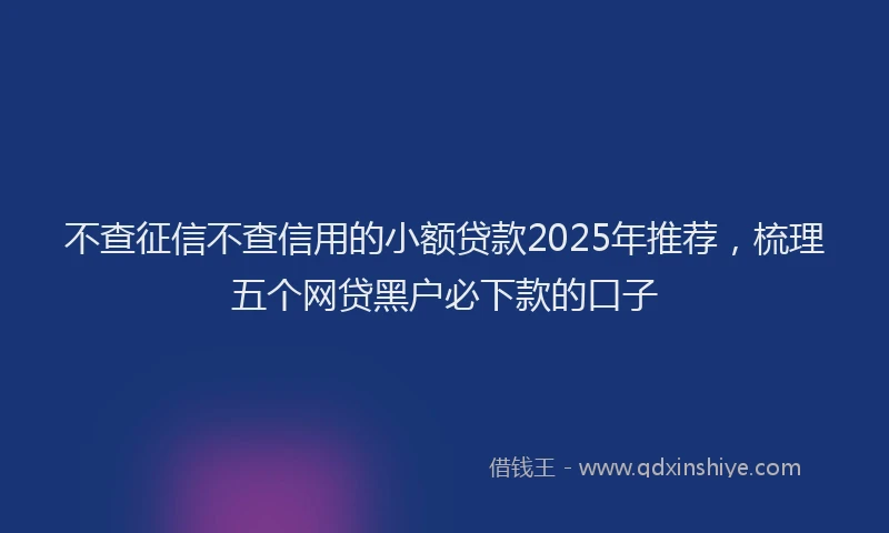 不查征信不查信用的小额贷款2025年推荐，梳理五个网贷黑户必下款的口子