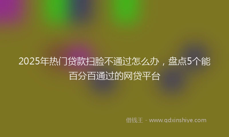 2025年热门贷款扫脸不通过怎么办，盘点5个能百分百通过的网贷平台