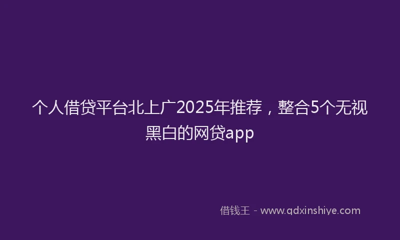个人借贷平台北上广2025年推荐，整合5个无视黑白的网贷app