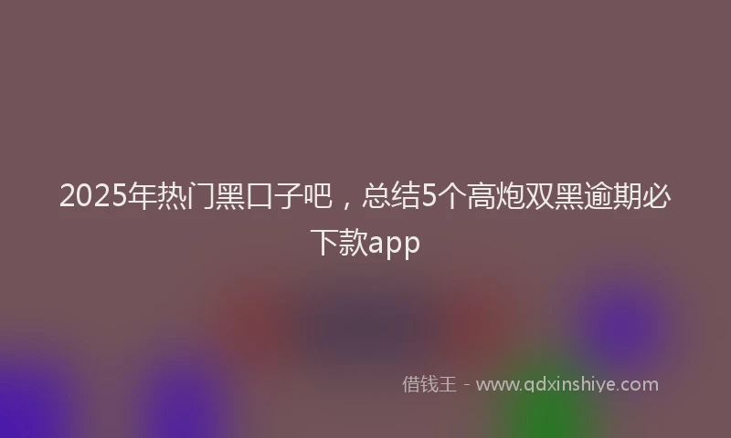 2025年热门黑口子吧，总结5个高炮双黑逾期必下款app