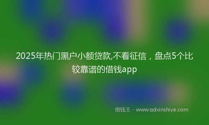 2025年热门黑户小额贷款,不看征信，盘点5个比较靠谱的借钱app