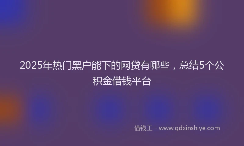 2025年热门黑户能下的网贷有哪些，总结5个公积金借钱平台