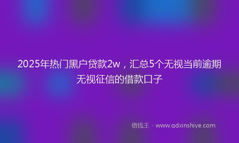 2025年热门黑户贷款2w，汇总5个无视当前逾期无视征信的借款口子