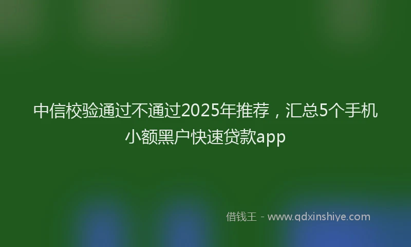 中信校验通过不通过2025年推荐，汇总5个手机小额黑户快速贷款app