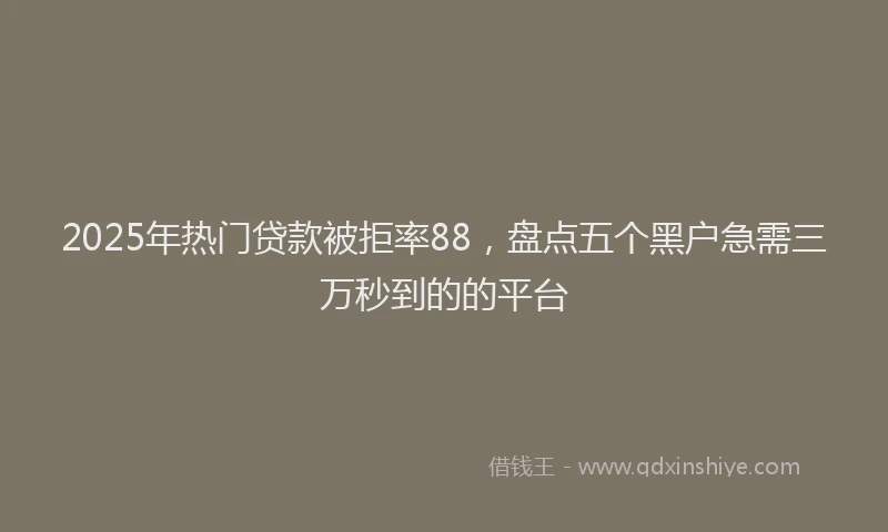 2025年热门贷款被拒率88，盘点五个黑户急需三万秒到的的平台