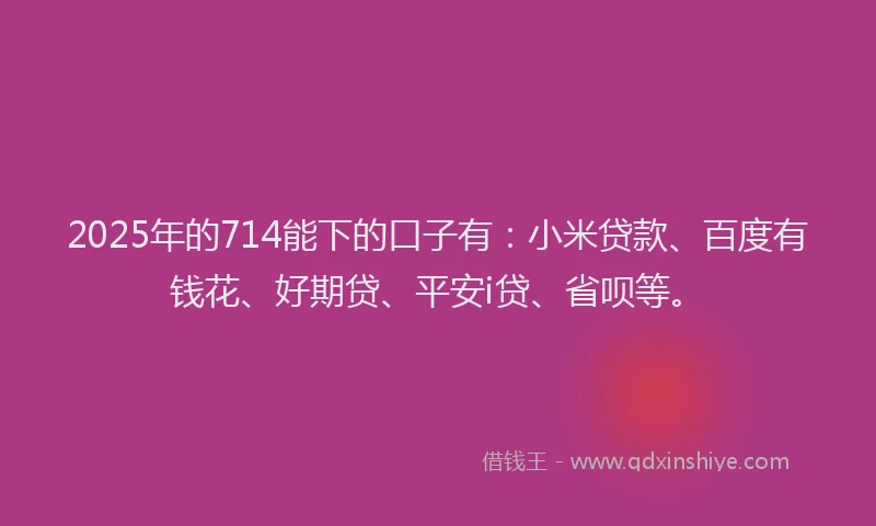 2025年的714能下的口子有：小米贷款、百度有钱花、好期贷、平安i贷、省呗等。