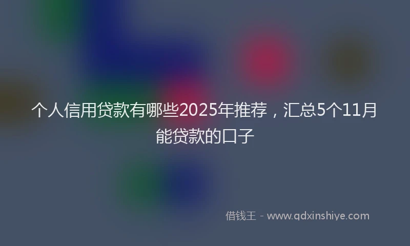 个人信用贷款有哪些2025年推荐，汇总5个11月能贷款的口子