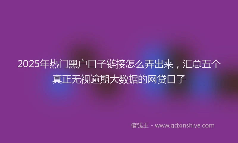 2025年热门黑户口子链接怎么弄出来，汇总五个真正无视逾期大数据的网贷口子