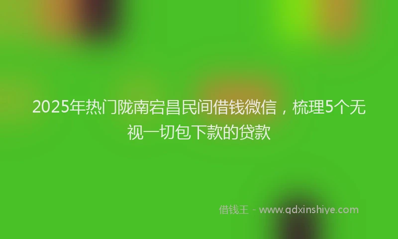2025年热门陇南宕昌民间借钱微信，梳理5个无视一切包下款的贷款