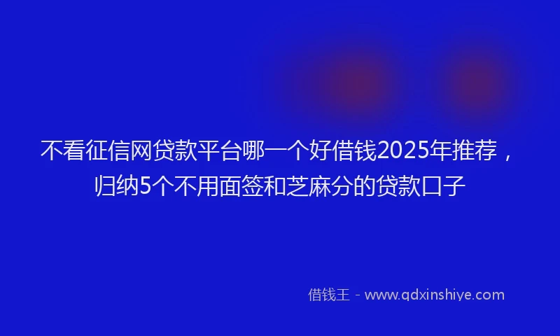 不看征信网贷款平台哪一个好借钱2025年推荐，归纳5个不用面签和芝麻分的贷款口子