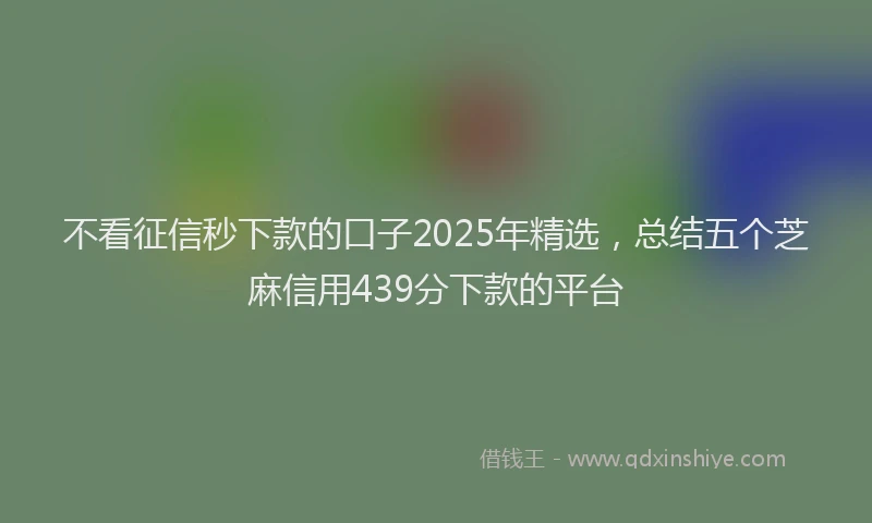 不看征信秒下款的口子2025年精选，总结五个芝麻信用439分下款的平台