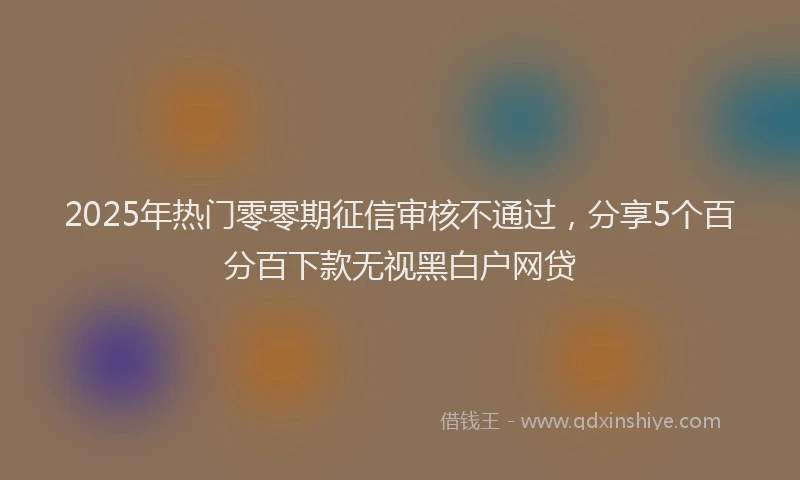 2025年热门零零期征信审核不通过，分享5个百分百下款无视黑白户网贷