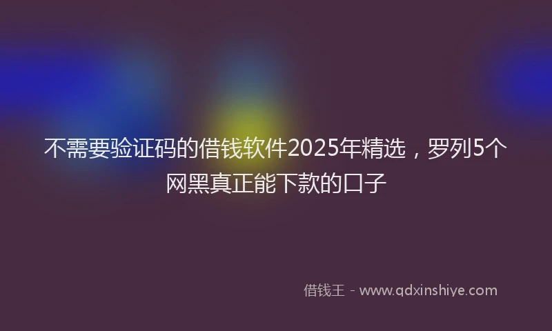 不需要验证码的借钱软件2025年精选，罗列5个网黑真正能下款的口子
