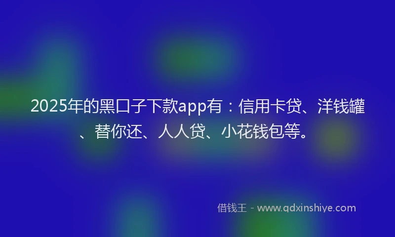 2025年的黑口子下款app有：信用卡贷、洋钱罐、替你还、人人贷、小花钱包等。