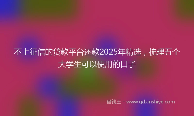 不上征信的贷款平台还款2025年精选，梳理五个大学生可以使用的口子