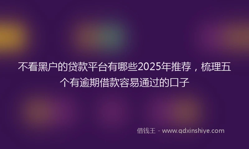 不看黑户的贷款平台有哪些2025年推荐，梳理五个有逾期借款容易通过的口子
