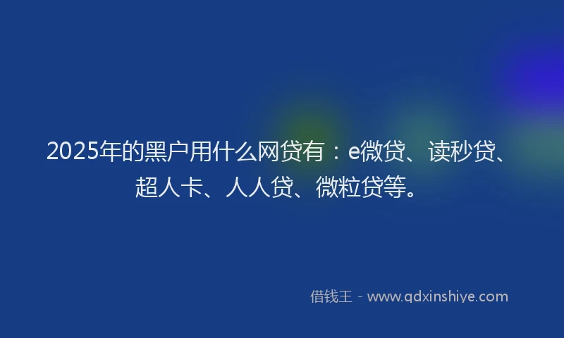 2025年的黑户用什么网贷有：e微贷、读秒贷、超人卡、人人贷、微粒贷等。