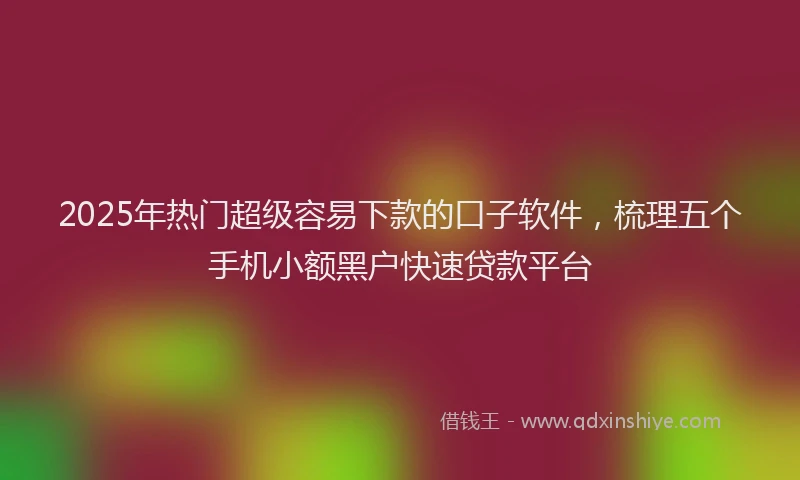 2025年热门超级容易下款的口子软件，梳理五个手机小额黑户快速贷款平台