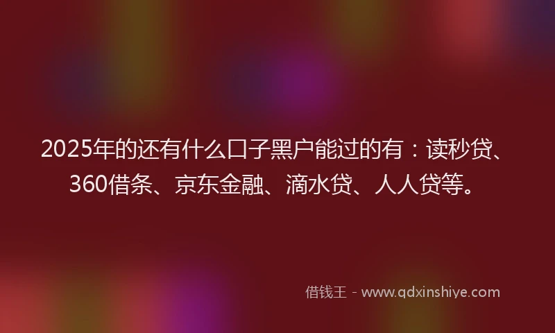 2025年的还有什么口子黑户能过的有：读秒贷、360借条、京东金融、滴水贷、人人贷等。