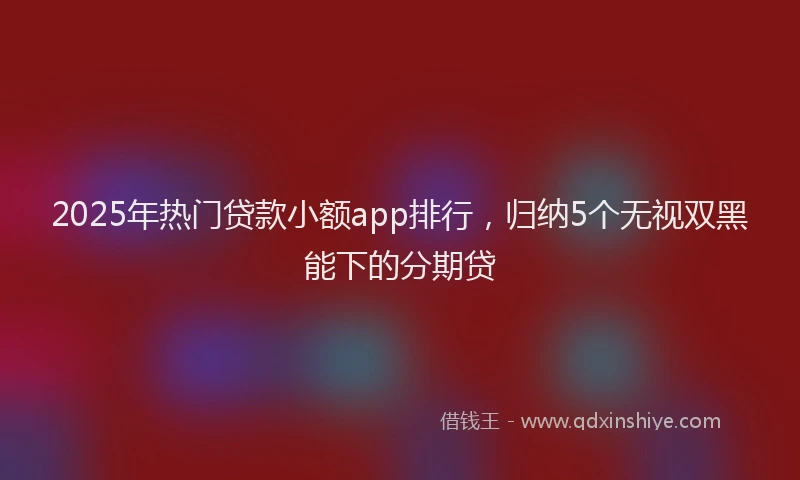2025年热门贷款小额app排行，归纳5个无视双黑能下的分期贷