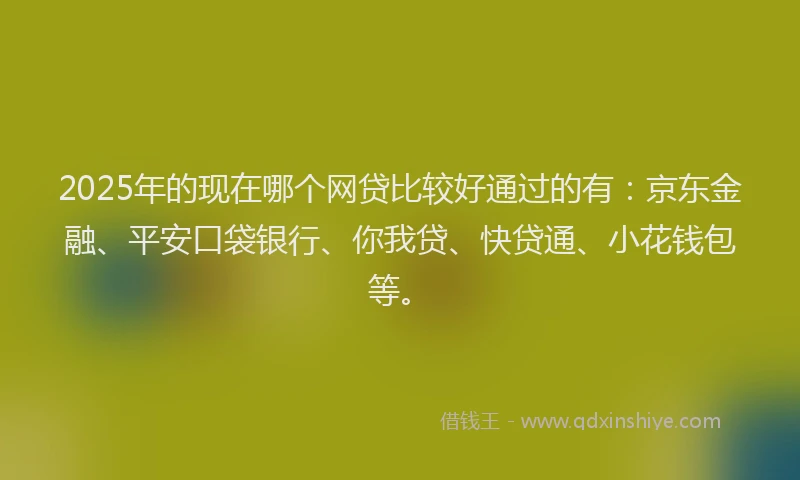 2025年的现在哪个网贷比较好通过的有：京东金融、平安口袋银行、你我贷、快贷通、小花钱包等。