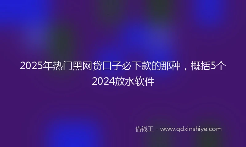 2025年热门黑网贷口子必下款的那种，概括5个2024放水软件