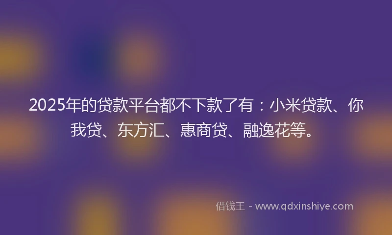 2025年的贷款平台都不下款了有：小米贷款、你我贷、东方汇、惠商贷、融逸花等。