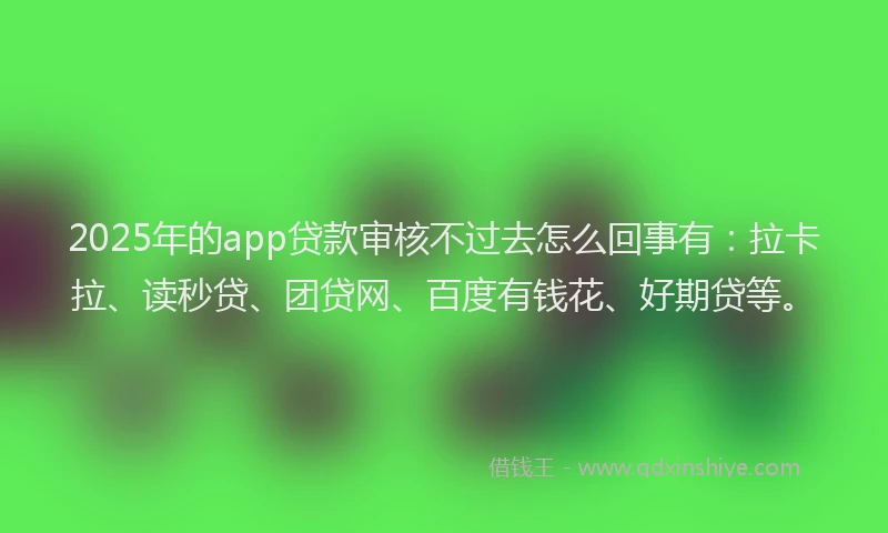 2025年的app贷款审核不过去怎么回事有：拉卡拉、读秒贷、团贷网、百度有钱花、好期贷等。