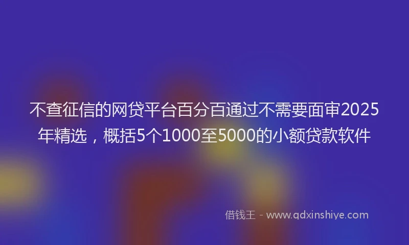 不查征信的网贷平台百分百通过不需要面审2025年精选，概括5个1000至5000的小额贷款软件