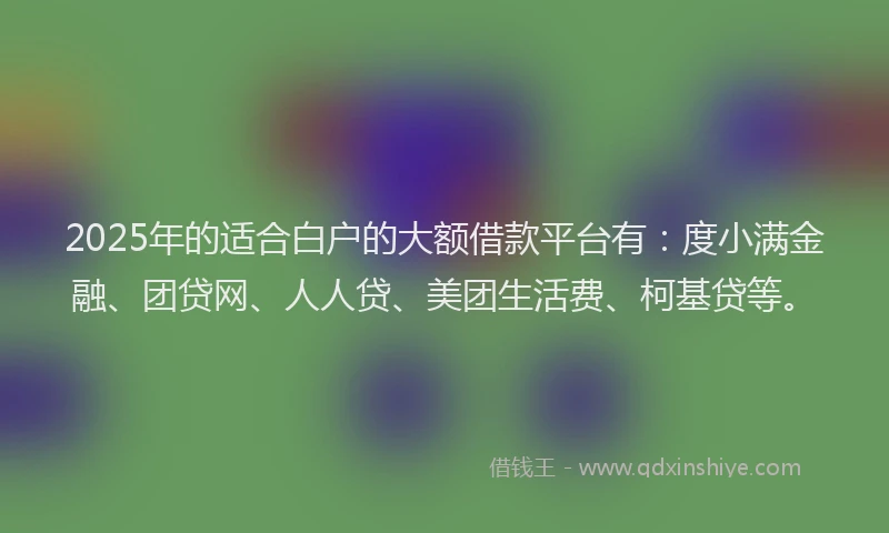 2025年的适合白户的大额借款平台有：度小满金融、团贷网、人人贷、美团生活费、柯基贷等。
