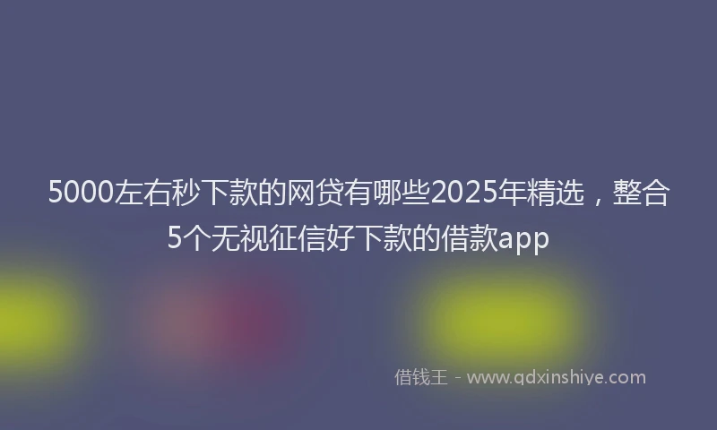 5000左右秒下款的网贷有哪些2025年精选，整合5个无视征信好下款的借款app