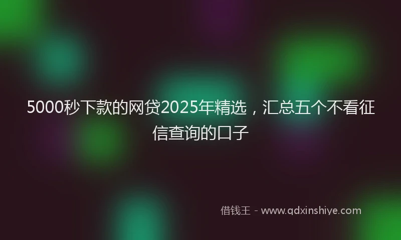 5000秒下款的网贷2025年精选，汇总五个不看征信查询的口子