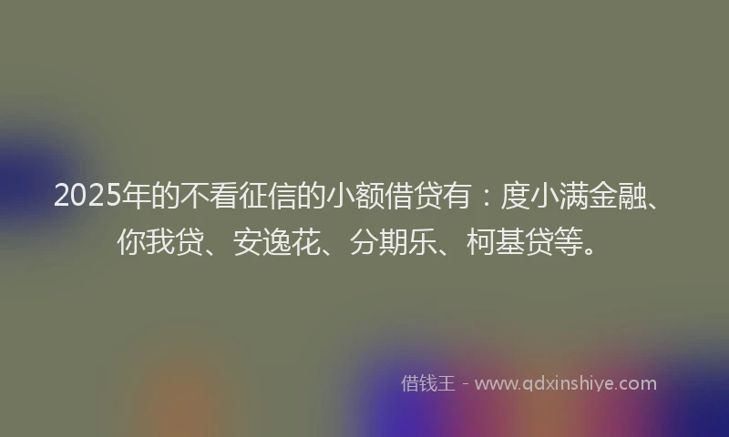 2025年的不看征信的小额借贷有：度小满金融、你我贷、安逸花、分期乐、柯基贷等。