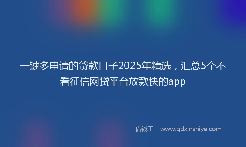一键多申请的贷款口子2025年精选，汇总5个不看征信网贷平台放款快的app