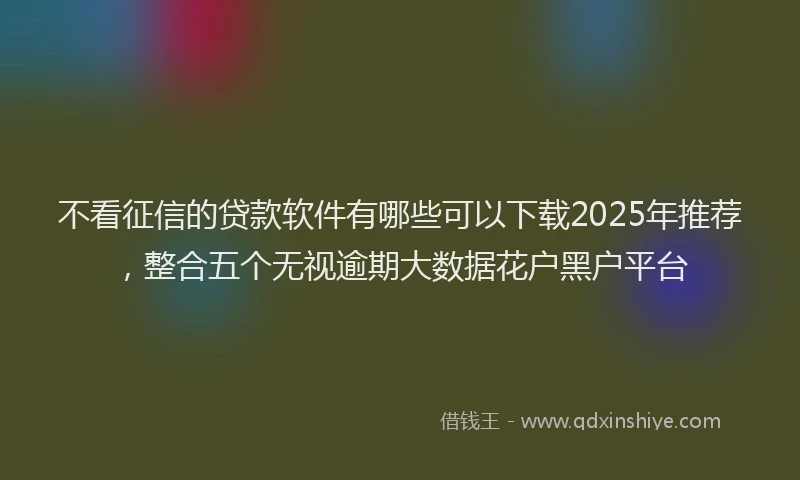 不看征信的贷款软件有哪些可以下载2025年推荐，整合五个无视逾期大数据花户黑户平台