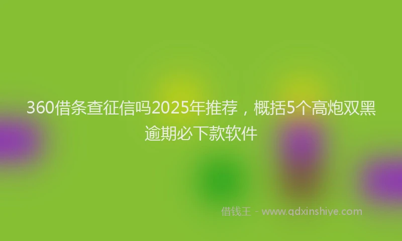 360借条查征信吗2025年推荐，概括5个高炮双黑逾期必下款软件