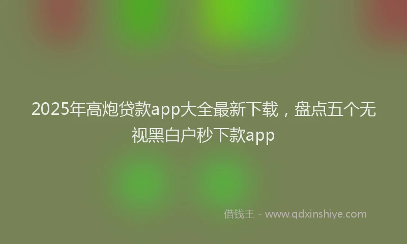 2025年高炮贷款app大全最新下载，盘点五个无视黑白户秒下款app